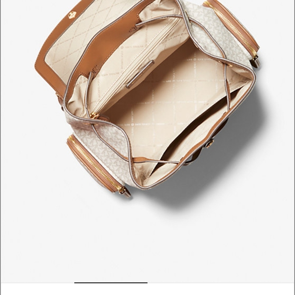 Michael Kors Brown and Cream Backpack with Gold Accents - Picture 4 of 5